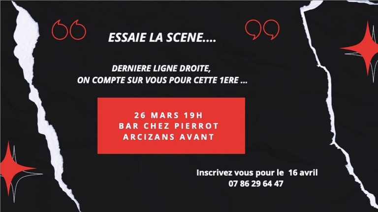 Essais le scène - 1ère édition dimanche 26 mars chez Pierrot !