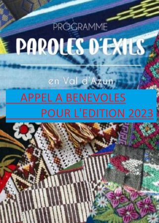 Appel à bénévoles pour le Festival Paroles d'exils et annonce soirée du 12 mai à l'Alamzic