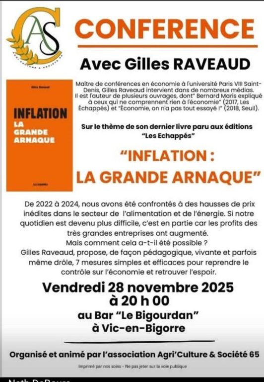 Un débat autour du Livre "L'Inflation, la grande arnaque" de Gilles Raveaud